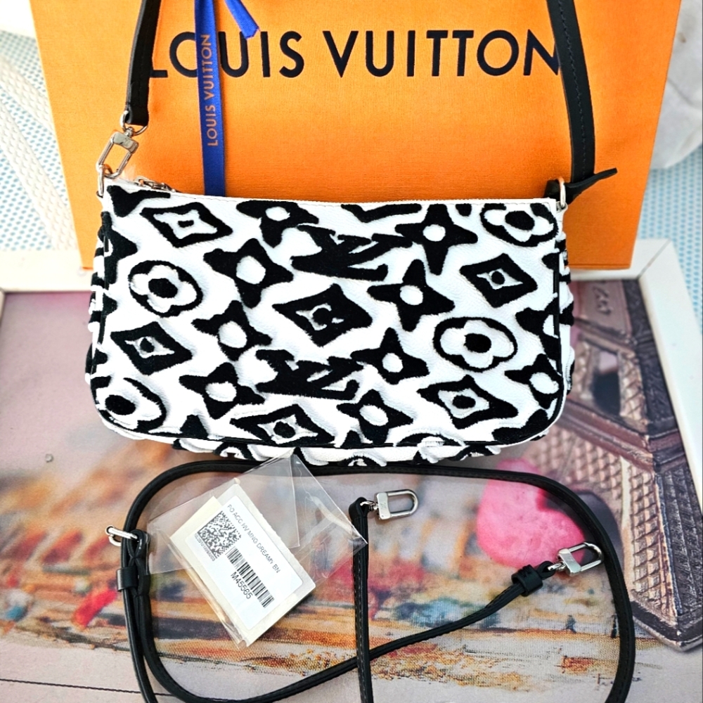 Louis Vuitton LV X UF Pochette Accessories Black White Urs Fischer LVXUF PREOWND
